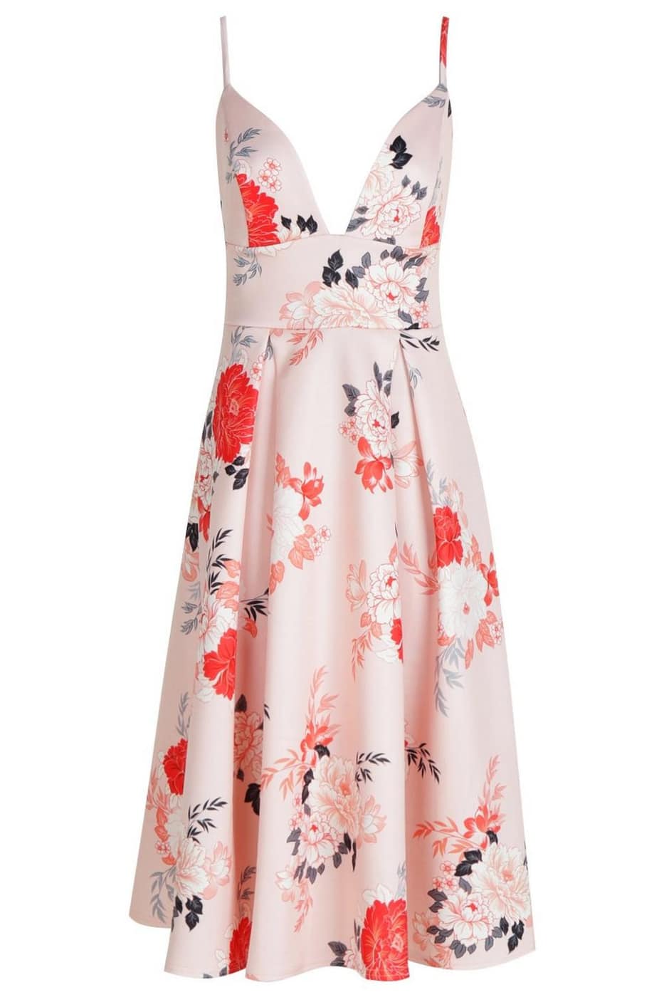 RÃ©sultat de recherche d'images pour "Nia Floral Scuba Frill Skirt Midi Skater Dress"